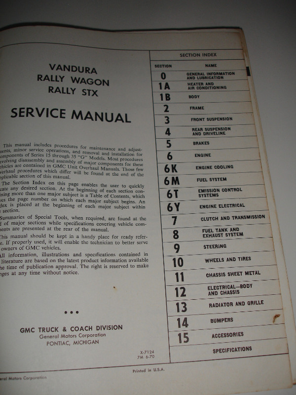 1971 Chevy,GMC Van, Vandura Service Manual in Non-fiction in Oakville / Halton Region - Image 4