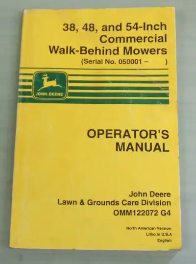 John Deere Commercial Walk behind Mower Operator Manual, View more