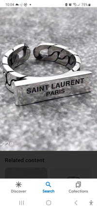 NEW- Silver ,Saint Laurent  link Braclet & Ring adjustable 