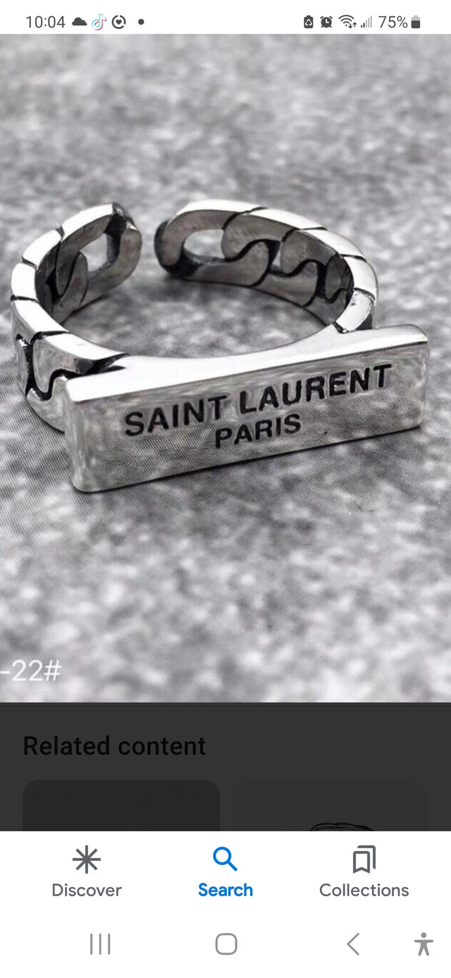 NEW- Silver ,Saint Laurent  link Braclet & Ring adjustable  in Jewellery & Watches in Edmonton