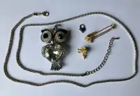 Collier hibou et autres bijoux (lot complet)