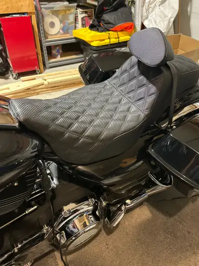 HDBUBALUS Motorcycle Seat Driver Passenger Touring Seat with Backrests for Harley Electra Glide Clas...