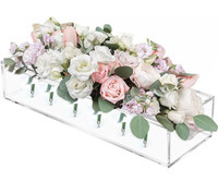 12" Clear Acrylic Flower Vase Rectangular Floral Centerpiece for