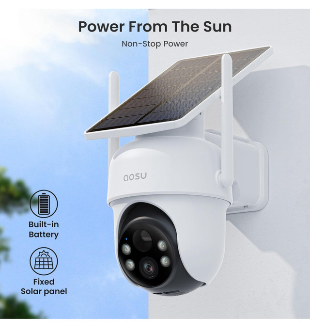 Brand New unused AOSU Solar Home Security Cameras System, 2-Cam  in Security Systems in Oakville / Halton Region - Image 4