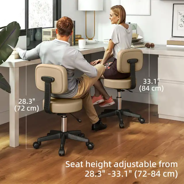 PU Leather Adjustable Rolling Stool, Round Swivel Drafting Stool in Chairs & Recliners in Markham / York Region - Image 8