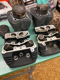 Harley Davidson  motorcycle  heads ,pistons and cylinders.