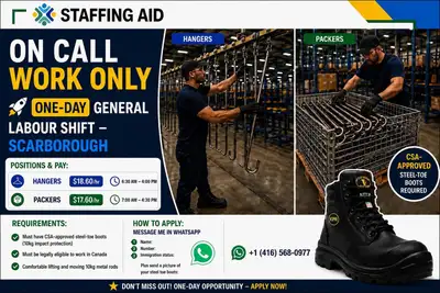 ONE-DAY GENERAL LABOUR JOB – SCARBOROUGH , View more