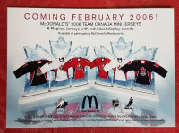 2006 McDonalds Team Canada Mini Jerseys Complete Set of 6