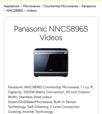 Panasonic Convection Oven - Microwave - Steamer- Grill, View more