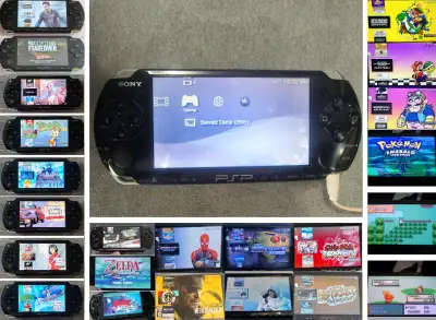 《 LCD SCREEN HAS LIGHT SPOTS - VIEW PHOTO 》 Sony PSP Playstation Portable Slim 3000 Hacked Modded cu...