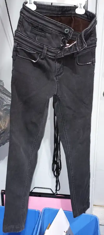 Women's Size 27 High Rise Button Up Fur Lines Black Jeans $20 ., View more