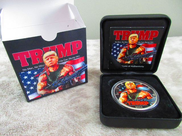 2020 TRUMP RAMBO Walking Liberty Eagle 1oz Silver Coin $1 USA in Arts & Collectibles in Calgary - Image 2