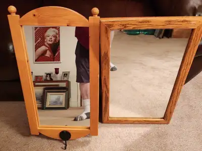 1 Antique Heavy Plate Mirror and Modern Mirror With Hook Read AD, View more