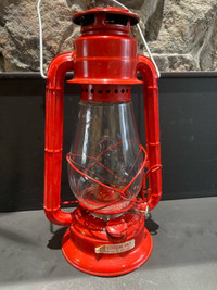 Never Used Red Dietz Kerosene Storm Lantern, Cottage Rustic Deco