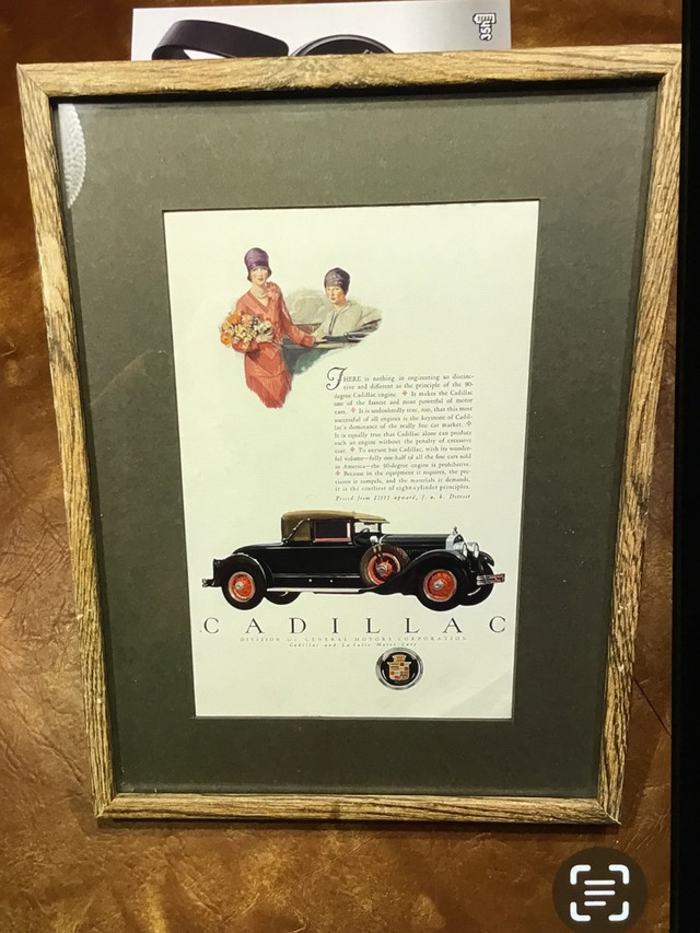 Framed Cadillac promo Roadster picture  in Arts & Collectibles in Barrie