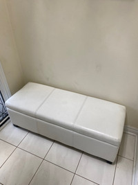 White leather ottoman for sale + storage inside 