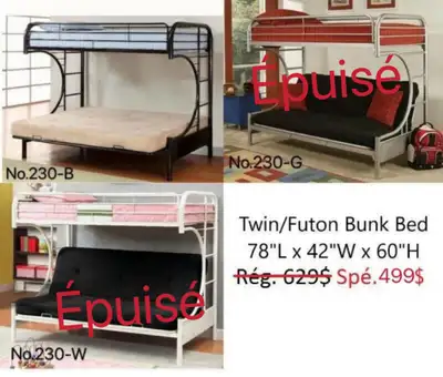 100%NEUF!!! Brand New Bunk Bed/DES LIT SUPERPOSE/ LIQUIDATION!!!, View more