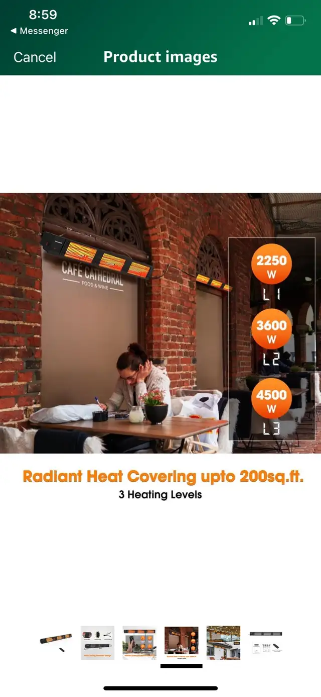 Infrared Outdoor Patio Heater, 4500W in Patio & Garden Furniture in Cambridge - Image 5