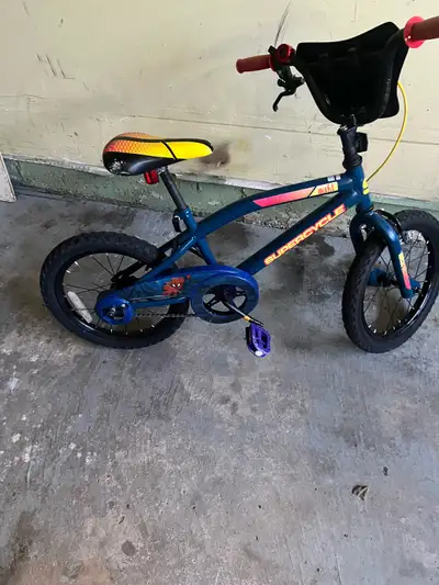 16” Blue BMX Bike with Yellow and Red Seat, View more