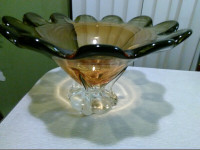 Vtg. Crystal Amber fruit/punch bowl-new like cond.-10 lbs.