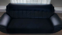 FAUX LEATHER BLACK SOFA AND LOVESEAT
