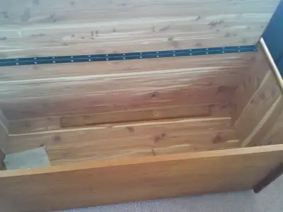 VINTAGE CEDAR LINED BLANKET BOX BENCH ON ROLLERS, View more