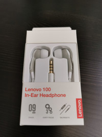 BRAND NEW Lenovo in-Ear Earphones, Wired, Microphone, White