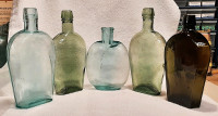 Antique Shoo Fly Coffin Pumpkin Liquor Flasks Bottles (5)