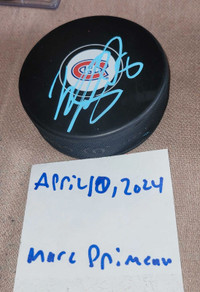 Mike Matheson NHL signed 8x10 photos and puck Canadiens Hockey