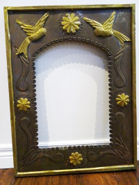 ARTS and CRAFTS 19thC metal wall frame PATINATED hand hammered