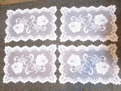 set of 4 lace doilies (roses pattern), View more