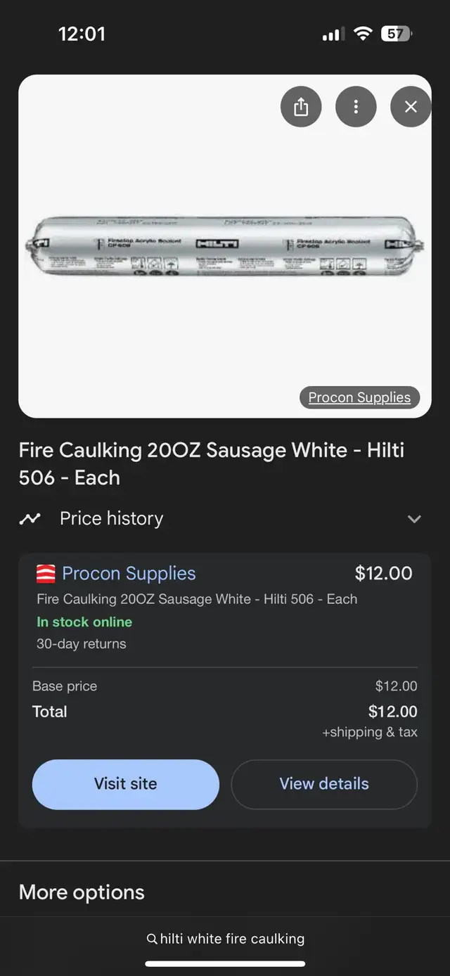Hilti 606 White Fire Caulking Sausage Tubes -$8 each in Other in Mississauga / Peel Region - Image 5