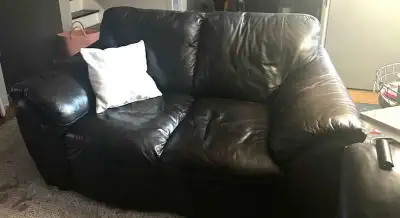 3 piece leather couch.l,ove seat and chair, View more