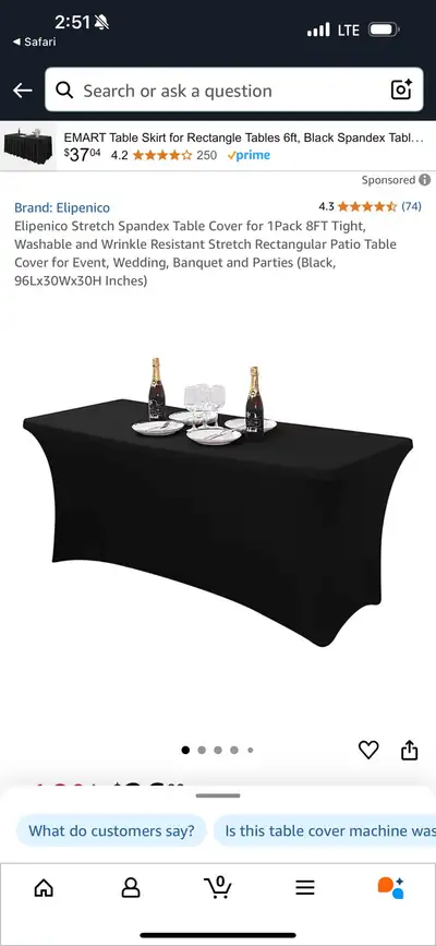 8ft Black Spandex Table Cloth, View more