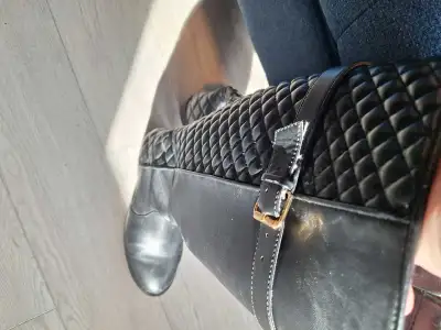 Zara Trafaluc Black Quilted Knee High Boots - Size 9, View more