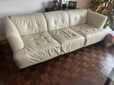 Two White Leather Couches / Sofa, View more