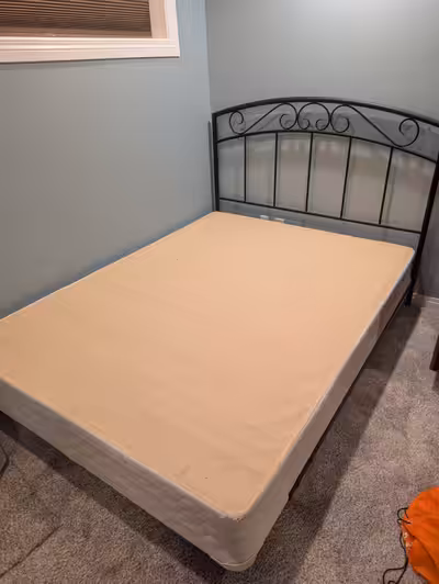 Includes metal headboard, bed frame, and box spring. Very good condition, from a non smoking home. W...