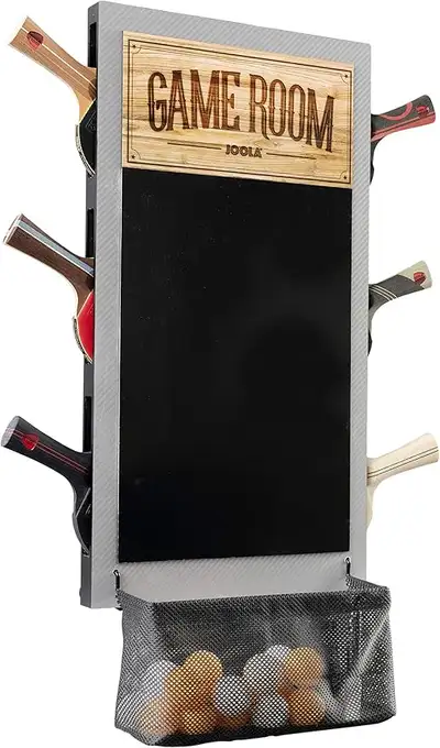 Check these beautiful ping pong organizers out: Holds 6 rackets. Dry erase scorekeeper. Stores acces...