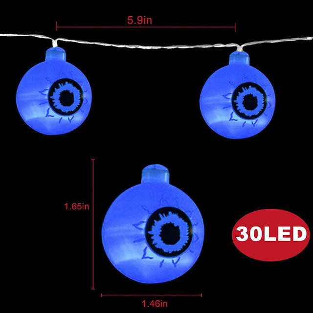 30 LED Eyeball String Lights, 8 Modes Waterproof w/Remote Blue in Holiday, Event & Seasonal in City of Toronto - Image 3