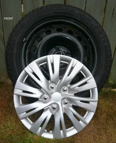 Winter Rims with tires, set of 4 steel rim (cosmetic rust) 5 on 104 bolting, Tires: 205/55R16 94T Br...