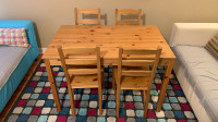 Ikea Solid Wood Dining Table with Four Chairs/ *Free Delivery