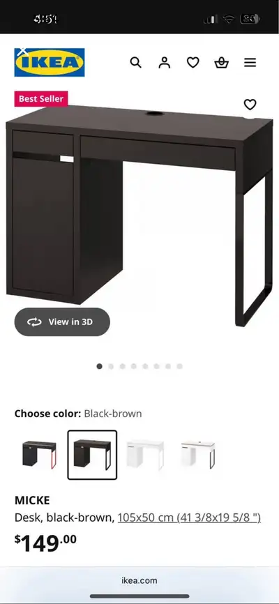 PRICED TO SELL: Dark brown MICKE desk from IKEA, View more