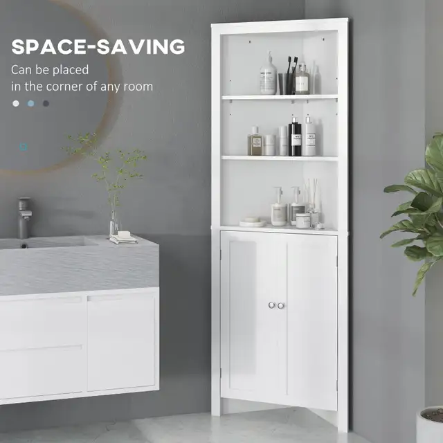 kleankin Tall Bathroom Storage Corner Cabinet with Doors in Storage & Organization in City of Toronto - Image 5