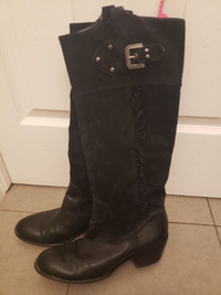 Black suede boots size 10