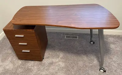 Wood Desk With 3-Drawer File Cabinet, View more
