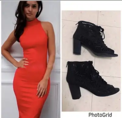 Buy dress and get shoes for Free.  Dress size S and shoes size 8, View more