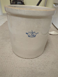 Blue Crown Stoneware Crock 4 Gallon Robinson Ransbottom USA