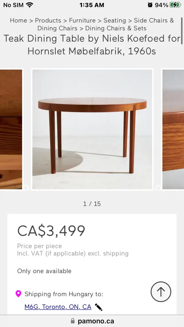 1960's RARE 3 PIECE TEAK DINING TABLE BY NIELS KOEFOED in Dining Tables & Sets in City of Toronto - Image 9