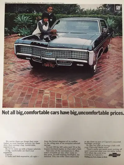 “Not all big, comfortable cars have big, uncomfortable prices. »Pictured is Heisman Trophy Winner O....