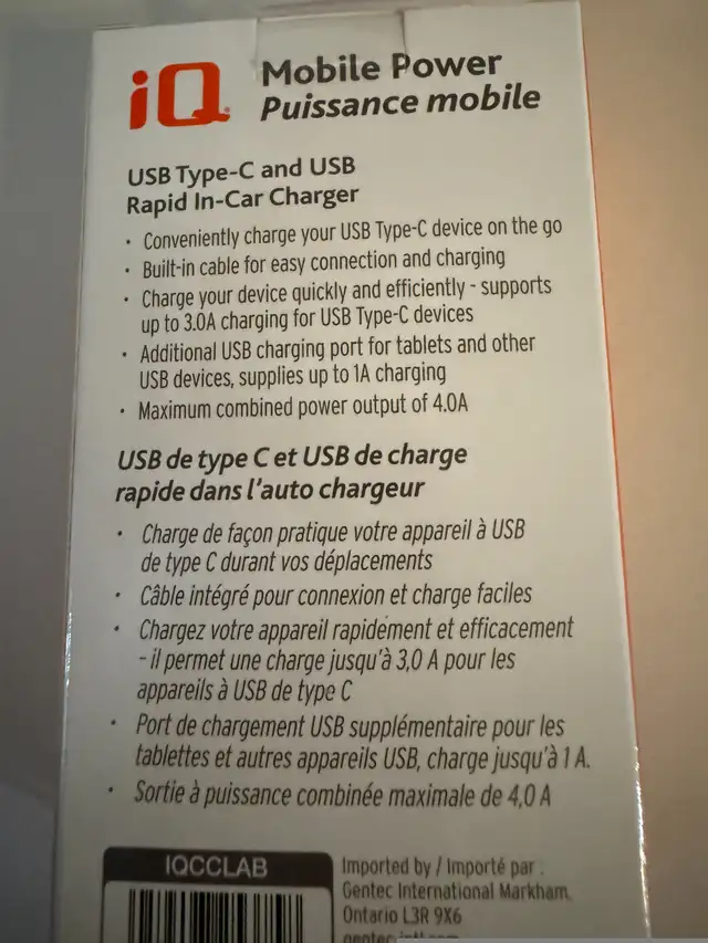IQ Mobile Power - Rapid In-Car Charger (2) in General Electronics in Barrie - Image 3